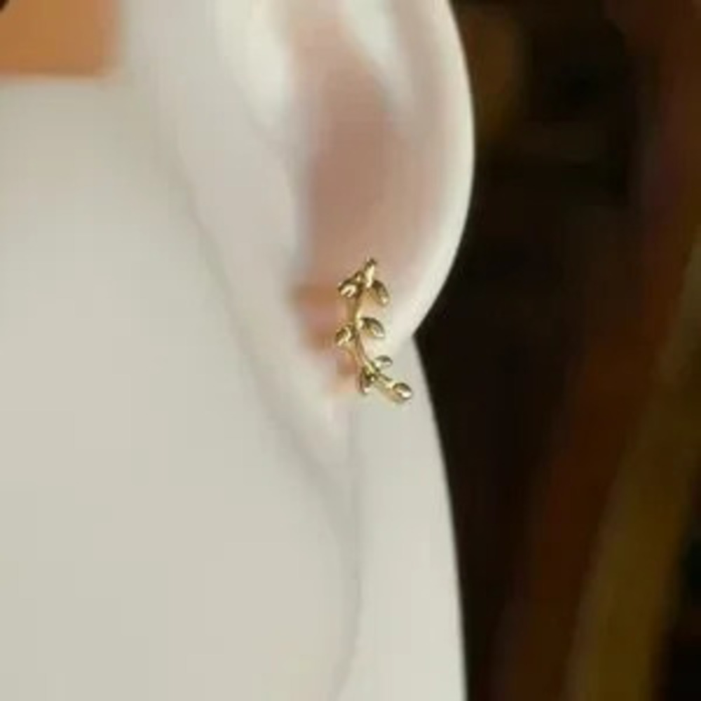 Minimalist Gold Tone Leaf Earrings